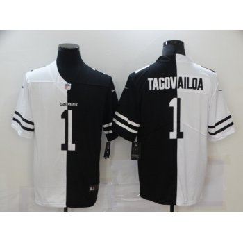 Men's Miami Dolphins #1 Tua Tagovailoa White Black Peaceful Coexisting 2020 Vapor Untouchable Stitched NFL Nike Limited Jersey