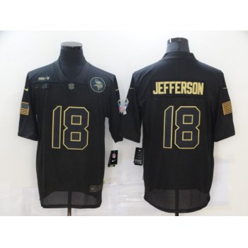 Men's Minnesota Vikings #18 Justin Jefferson Black 2020 Salute To Service Stitched NFL Nike Limited Jersey