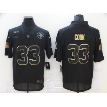 Men's Minnesota Vikings #33 Dalvin Cook Black 2020 Salute To Service Stitched NFL Nike Limited Jersey