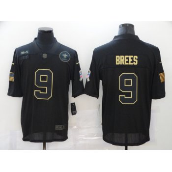 Men's New Orleans Saints #9 Drew Brees Black 2020 Salute To Service Stitched NFL Nike Limited Jersey