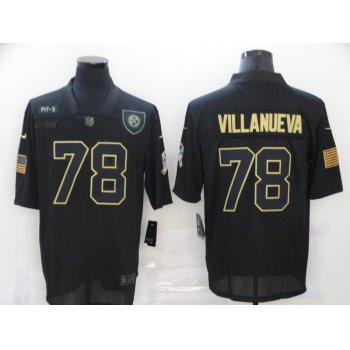 Men's Pittsburgh Steelers #78 Alejandro Villanueva Black 2020 Salute To Service Stitched NFL Nike Limited Jersey