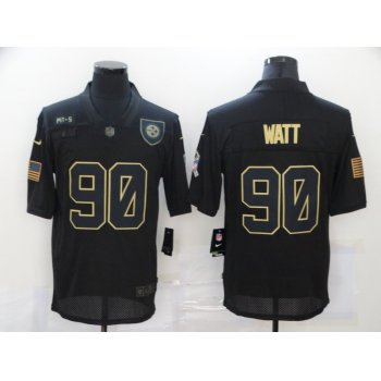 Men's Pittsburgh Steelers #90 T. J. Watt Black 2020 Salute To Service Stitched NFL Nike Limited Jersey