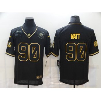 Men's Pittsburgh Steelers #90 T. J. Watt Black Gold 2020 Salute To Service Stitched NFL Nike Limited Jersey