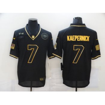 Men's San Francisco 49ers #7 Colin Kaepernick Black Gold 2020 Salute To Service Stitched NFL Nike Limited Jersey