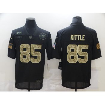 Men's San Francisco 49ers #85 George Kittle Black Camo 2020 Salute To Service Stitched NFL Nike Limited Jersey