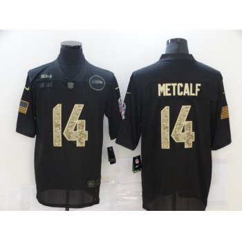 Men's Seattle Seahawks #14 D.K. Metcalf Black Camo 2020 Salute To Service Stitched NFL Nike Limited Jersey