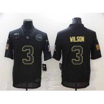 Men's Seattle Seahawks #3 Russell Wilson Black 2020 Salute To Service Stitched NFL Nike Limited Jersey