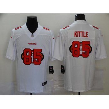 Men's San Francisco 49ers #85 George Kittle White 2020 Shadow Logo Vapor Untouchable Stitched NFL Nike Limited Jersey