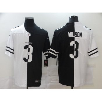 Men's Seattle Seahawks #3 Russell Wilson White Black Peaceful Coexisting 2020 Vapor Untouchable Stitched NFL Nike Limited Jersey