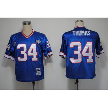 Buffalo Bills #34 Thurman Thomas Blue Throwback Jersey