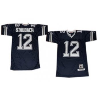 Dallas Cowboys #12 Roger Staubach Navy Blue Throwback Jersey