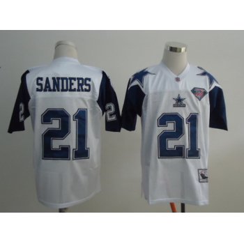 Dallas Cowboys #21 Deion Sanders White Thanksgivings 75TH Throwback Jersey