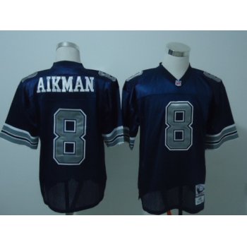 Dallas Cowboys #8 Troy Aikman Navy Blue Throwback Jersey