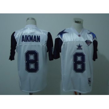 Dallas Cowboys #8 Troy Aikman White Thanksgivings 75TH Throwback Jersey