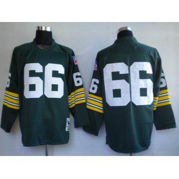 Green Bay Packers #66 Ray Nitschke Green Long-Sleeved Throwback Jersey