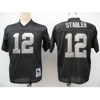 Oakland Raiders #12 Ken Stabler Black Throwback Jersey