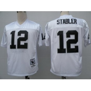 Oakland Raiders #12 Ken Stabler White Throwback Jersey