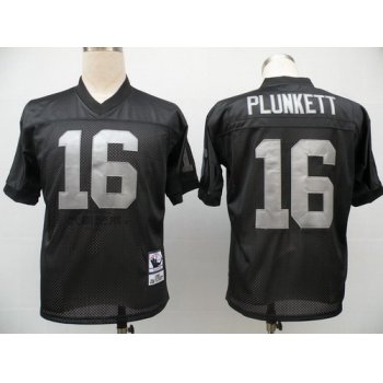 Oakland Raiders #16 Jim Plunkett Black Throwback Jersey