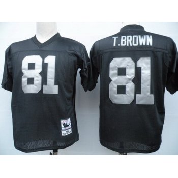 Oakland Raiders #81 Tim Brown Black Throwback Jersey