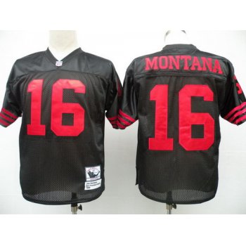 San Francisco 49ers #16 Joe Montana Black Throwback Jersey