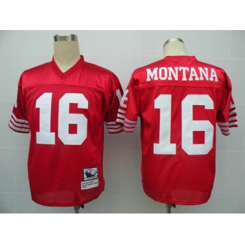 San Francisco 49ers #16 Joe Montana Red Throwback Jersey