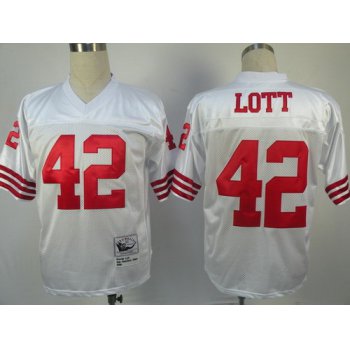 San Francisco 49ers #42 Ronnie Lott White Throwback Jersey