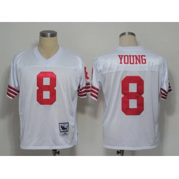 San Francisco 49ers #8 Steve Young White Throwbck Jersey