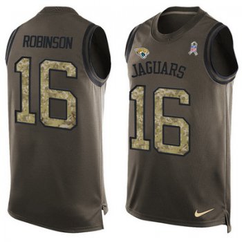 Men's Jacksonville Jaguars #16 Denard Robinson Green Salute to Service Hot Pressing Player Name & Number Nike NFL Tank Top Jersey