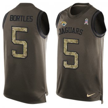 Men's Jacksonville Jaguars #5 Blake Bortles Green Salute to Service Hot Pressing Player Name & Number Nike NFL Tank Top Jersey