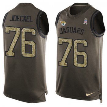 Men's Jacksonville Jaguars #76 Luke Joeckel Green Salute to Service Hot Pressing Player Name & Number Nike NFL Tank Top Jersey