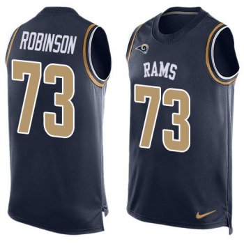 Men's Los Angeles Rams #73 Greg Robinson Navy Blue Hot Pressing Player Name & Number Nike NFL Tank Top Jersey