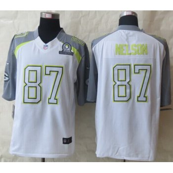 Nike Team Carter #87 Jordy Nelson 2015 Pro Bowl White Elite Jersey