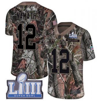 #12 Limited Joe Namath Camo Nike NFL Youth Jersey Los Angeles Rams Rush Realtree Super Bowl LIII Bound