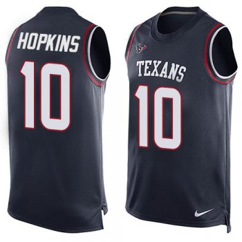 Men's Houston Texans #10 DeAndre Hopkins Navy Blue Hot Pressing Player Name & Number Nike NFL Tank Top Jersey