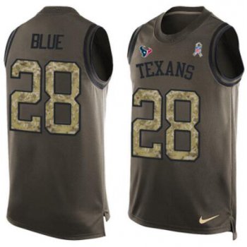 Men's Houston Texans #28 Alfred Blue Green Salute to Service Hot Pressing Player Name & Number Nike NFL Tank Top Jersey