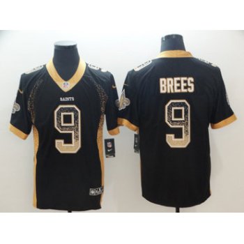 Men's Nike Saints #9 Drew Brees Black Drift Fashion Limited Jersey