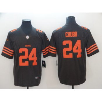 Nike Browns 24 Nick Chubb Brown Color Rush Limited Jersey