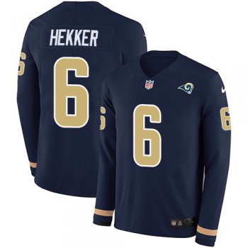 Nike Rams #6 Johnny Hekker Navy Blue Team Color Men's Stitched NFL Limited Therma Long Sleeve Jersey