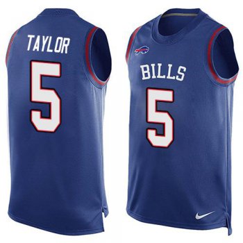 Men's Buffalo Bills #5 Tyrod Taylor Royal Blue Hot Pressing Player Name & Number Nike NFL Tank Top Jersey