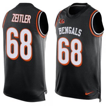 Men's Cincinnati Bengals #68 Kevin Zeitler Black Hot Pressing Player Name & Number Nike NFL Tank Top Jersey