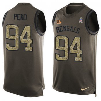 Men's Cincinnati Bengals #94 Domata Peko Green Salute to Service Hot Pressing Player Name & Number Nike NFL Tank Top Jersey