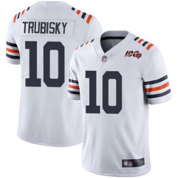 Men's Chicago Bears #10 Mitchell Trubisky Nike White 2019 100th Season Alternate Classic Limited Jersey