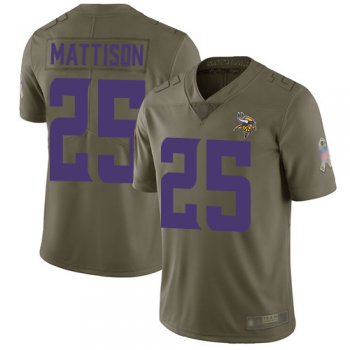 Vikings #25 Alexander Mattison Olive Men's Stitched Football Limited 2017 Salute to Service Jersey