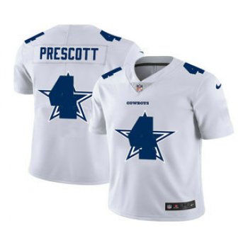 Men's Dallas Cowboys #4 Dak Prescott White 2020 Shadow Logo Vapor Untouchable Stitched NFL Nike Limited Jersey