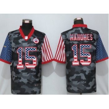 Men's Kansas City Chiefs #15 Patrick Mahomes USA Camo 2020 Salute To Service Stitched NFL Nike Limited Jersey