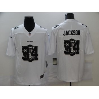 Men's Las Vegas Raiders #34 Bo Jackson White 2020 Shadow Logo Vapor Untouchable Stitched NFL Nike Limited Jersey