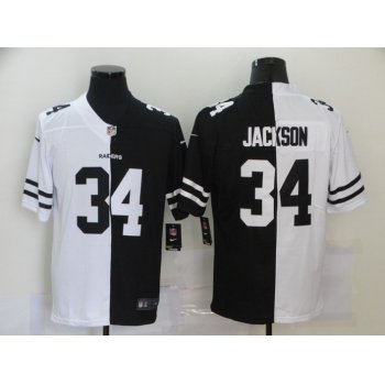 Men's Las Vegas Raiders #34 Bo Jackson White Black Peaceful Coexisting 2020 Vapor Untouchable Stitched NFL Nike Limited Jersey