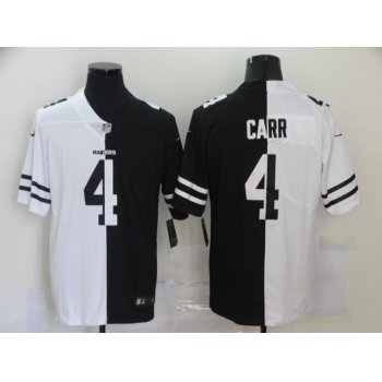 Men's Las Vegas Raiders #4 Derek Carr White Black Peaceful Coexisting 2020 Vapor Untouchable Stitched NFL Nike Limited Jersey