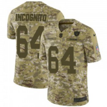 Men's Las Vegas Raiders #64 Richie Incognito Limited Camo 2018 Salute to Service Jersey