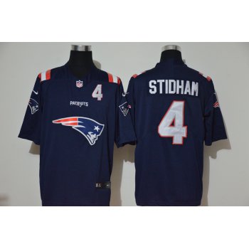 Men's New England Patriots #4 Jarrett Stidham Navy Blue 2020 Team Logo Number Vapor Untouchable Stitched NFL Nike Fashion Limited Jersey